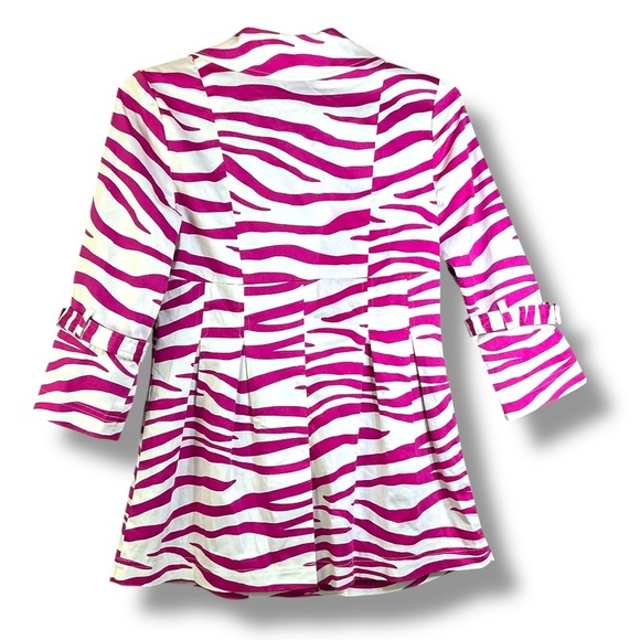 Soulmates Jacket Zebra Animal Print Coat Lined Button Up Barbie Pink White M JR - Picture 16 of 16